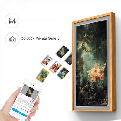 32" inch wooden frame LCD video photo frame NFT display for gallery advertising signage kiosk with WIFI network Android OS