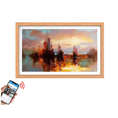 Wall HD 23.8" 24" inch LCD signage advertising video display screen with wood frame including mounting bracket
