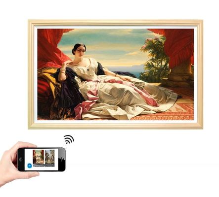 UHD 4K 49" 50"inch wood LCD photo frame NFT Video loop player display with WIFI Android OS for advertising signage totem gallery