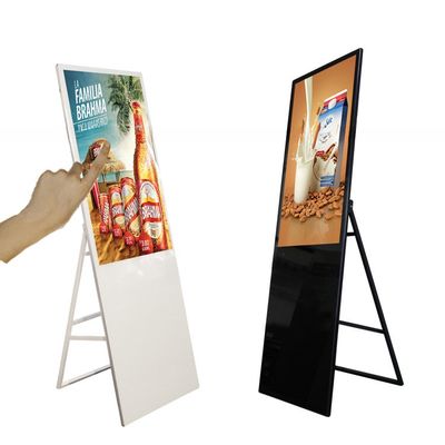 floor stand foldable 32" 43" 49" 55" inch LCD signage E-board display with touchscreen for shop restaurant interactive AD totem