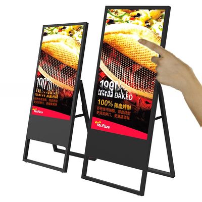 floor stand foldable 32" 43" 49" 55" inch LCD signage E-board display with touchscreen for shop restaurant interactive AD totem