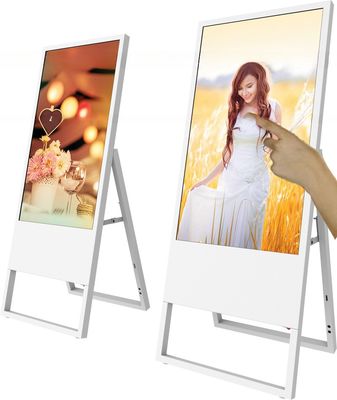 floor stand foldable 32" 43" 49" 55" inch LCD signage E-board display with touchscreen for shop restaurant interactive AD totem