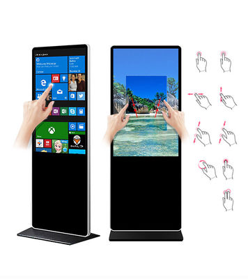 Free standing 55 inch interactive information multi touch screen advertising kiosk touchscreen monitor (Win10 or Android OS)
