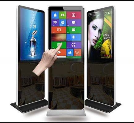 Ground stand 55" inch UHD 4K LCD All-in-one touchscreen computer kiosk self-service information station