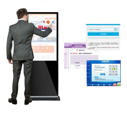 4K UHD 55" inch Floor stand touchscreen Monitor PC kiosk with Win10/11 Android OS
