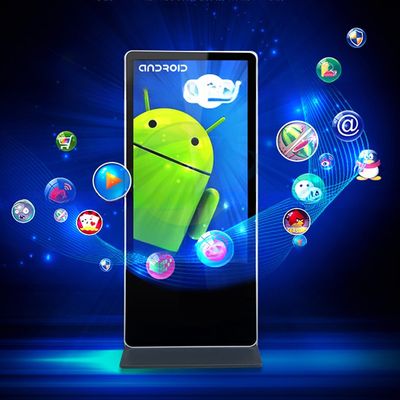 UHD 4K 55 inch free stand android 4G wifi network control LCD video advertising TV kiosk for hotel shopping mall restaurant