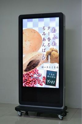 55 inch floor stand TFT LCD LED advertising display screen with wheels