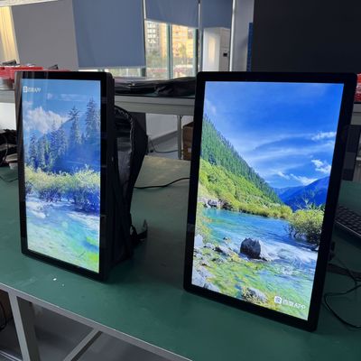 High Brightness 27 Inch Human Backpack Battery Powered LCD Monitor WIFI Network