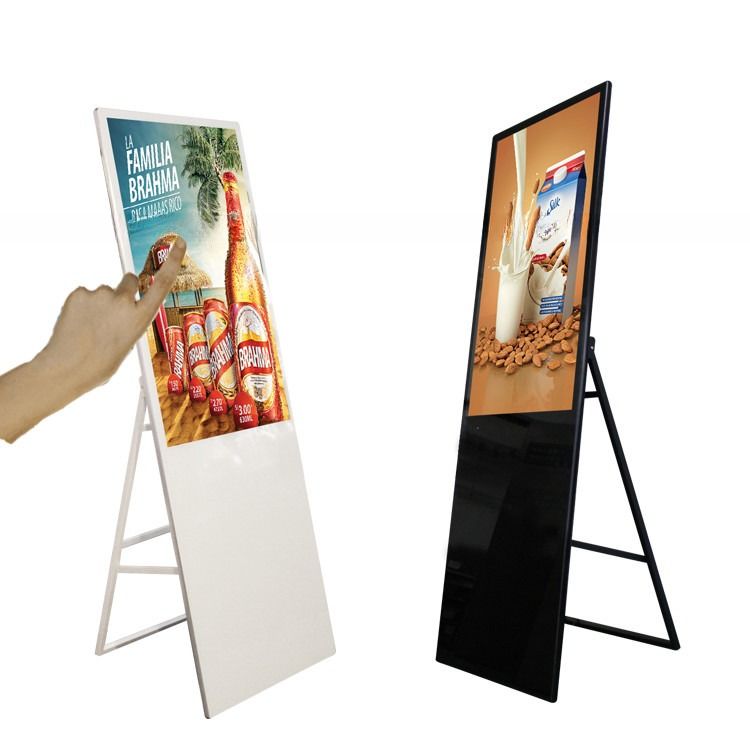 floor stand foldable 32" 43" 49" 55" inch LCD signage E-board display with touchscreen for shop restaurant interactive AD totem
