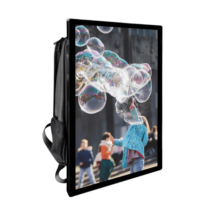 High Brightness 27 Inch Human Backpack Battery Powered LCD Monitor WIFI Network