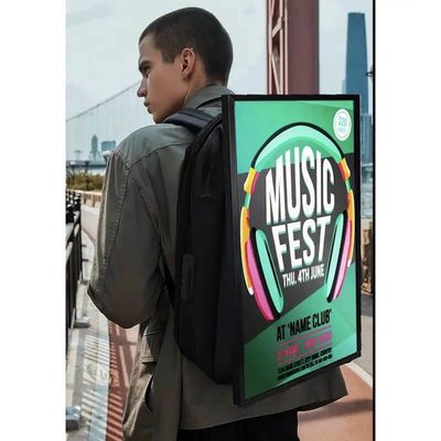 22 Inch Backpack High Brightness LCD MultiMedia Display WIFI Network Android For Advertising