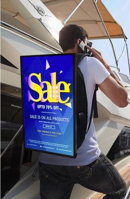 High Brightness Backpack 24 Inch LCD Advertising Display Built-In Rechargeable Li Battery