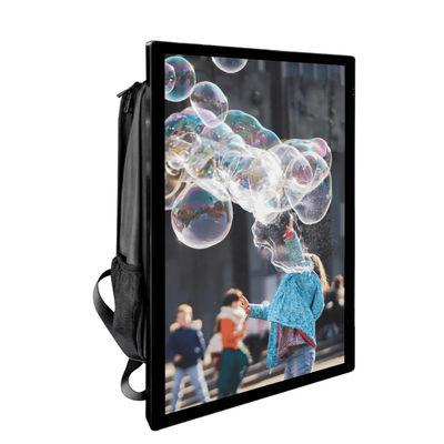 High Brightness 27 Inch Human Backpack Battery Powered LCD Monitor WIFI Network